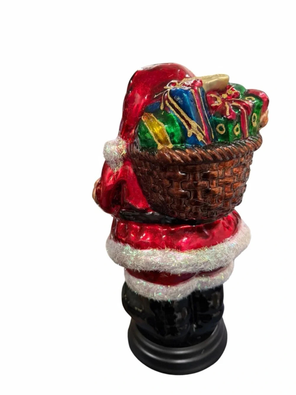 Vintage Livng Quarters Santa Claus Figurine Shiny Blown Glass Large 13 1/2” RARE